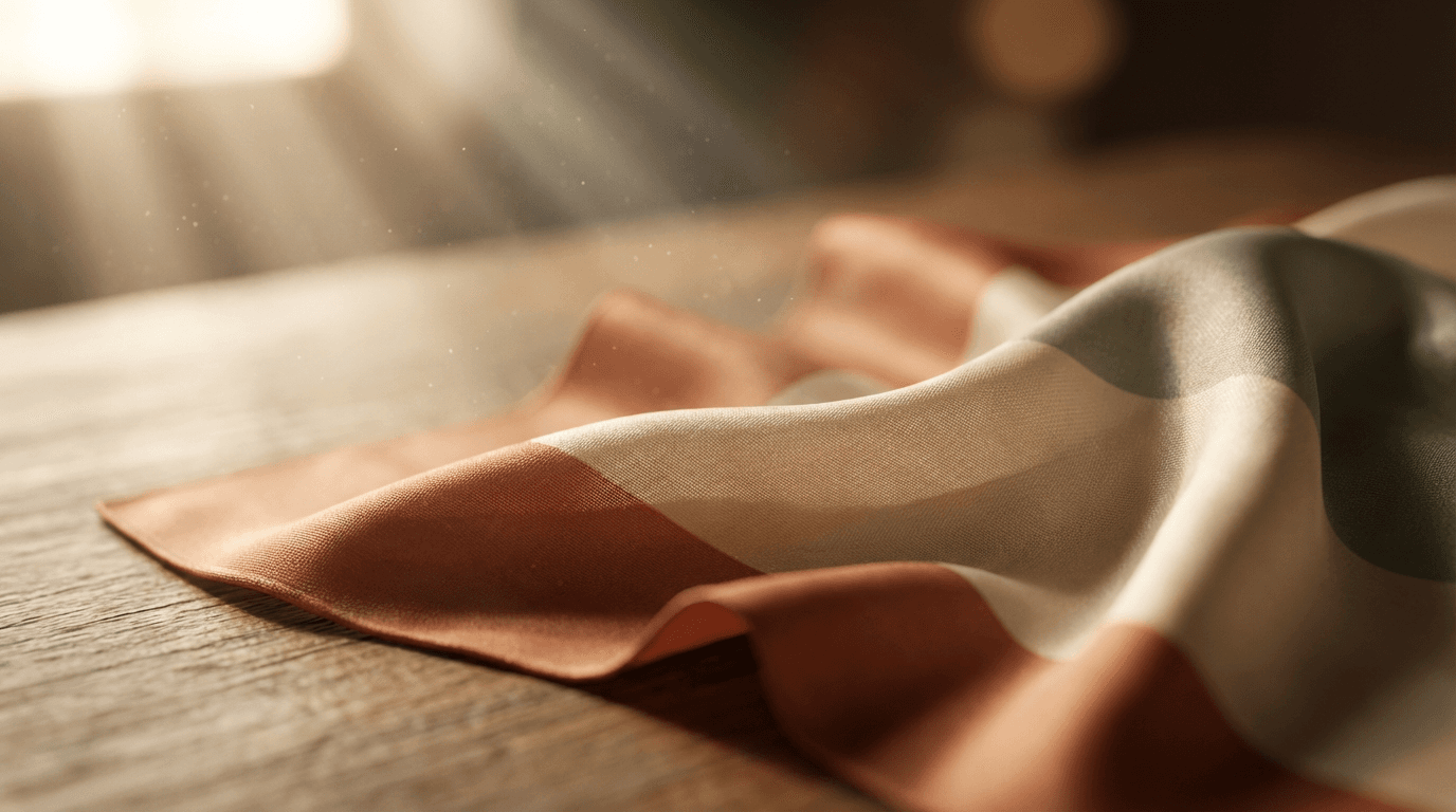 Folded gold-threaded dark fabric